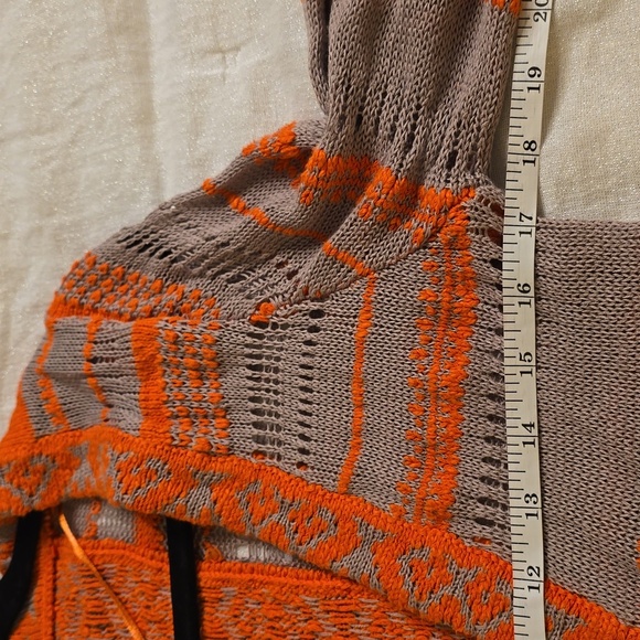 Free People Vibrant Orange and Beige Knit Cardigan - Picture 8 of 14